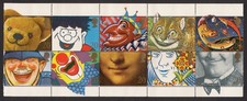 GB 1990 sg1483-1492 1483a 10x 20p Greeting Stamps Smiles booklet block set MNH