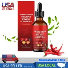 Cayenne Pepper Hawthorn Beet Root Turmeric Vitamin K2+D3 Liquid Drops 60ML