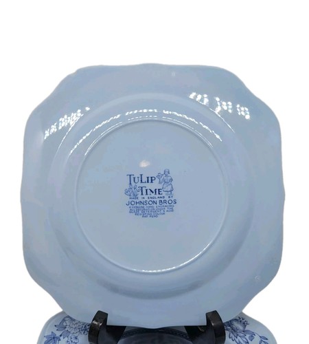 Johnson Brothers Tulip Time piatti da insalata quadrati sfondo blu 7,5" set di 3 ottime condizioni - Foto 5 di 11