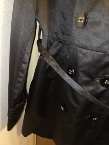 George Womens Xl Xlarge 16 18 Black Trench Coat New Belted Nwt - Picture 9 of 20