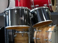 1970s Slingerland Black Chrome 13" and 14" Concert Toms