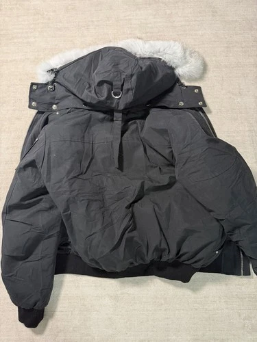 Moose Knuckles Bomber Men's Black Down Hooded Fur Jacket Small - FAST SHIPPING🚚 image 3
