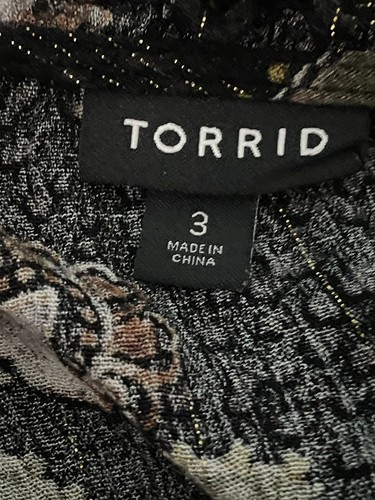 Torrid hauchdünne Button-Down-Bluse dunkel Blumen Metallic-Faden V-Ausschnitt Herbst Gr. 3X - Bild 10 von 11