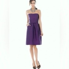 Alfred Sung Majestic Purple D510 Strapless Cocktail Bridesmaid Dress 6