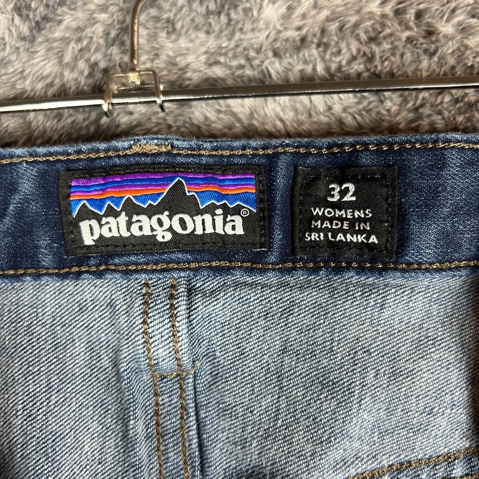 Pantalones de mezclilla Patagonia para mujer 32 lavado oscuro pierna ajustada cómodos al aire libre senderismo Foto 3 de 4