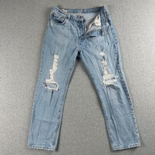 Levi's 501 XX Button Fly Jeans W32 L28 Blue Denim Light Western Distressed Rip