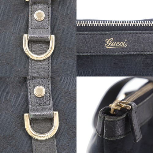 Bolso de Mano GUCCI Original GG Lona Usado Negro De Colección #BU514 S - Imagen 9 de 15