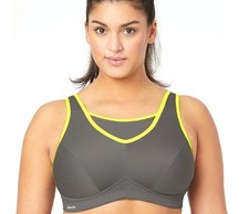 NWOT Glamorise 42G No Bounce Cami Sports Bra 1066 Gray Neon 129455
