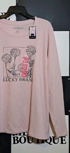 Lucky Brand Womens Box Flower Printed Long-Sleeve T-Shirt Pink Rose Sz XXL - Picture 3 of 7