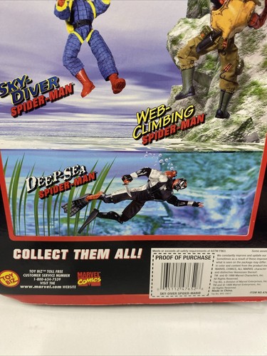 1999 Marvel Spider-Man Sky-Diver Parachute 10" Action Figure Toy Biz NIB - Picture 16 of 17