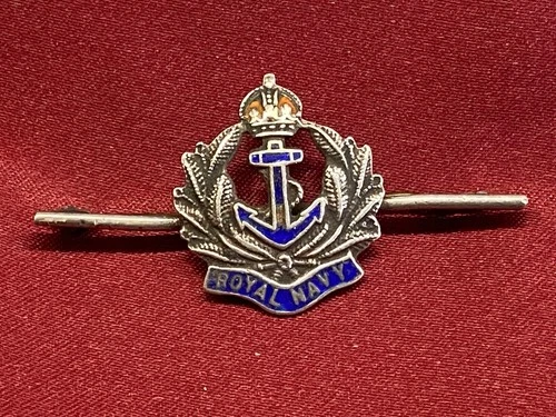 WW1/2 Silver Enamel RN Royal Navy Sweetheart Brooch w/fixing