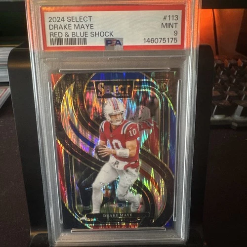 2024 Panini Select - Premier Level Drake Maye #113 Red & Blue Shock Prizm (RC)