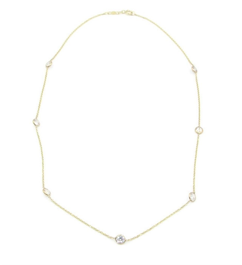 Sophia Fine Jewelry Cubic Zirconia 4mm 16 Inches Necklace 14k Yellow Gold Chain
