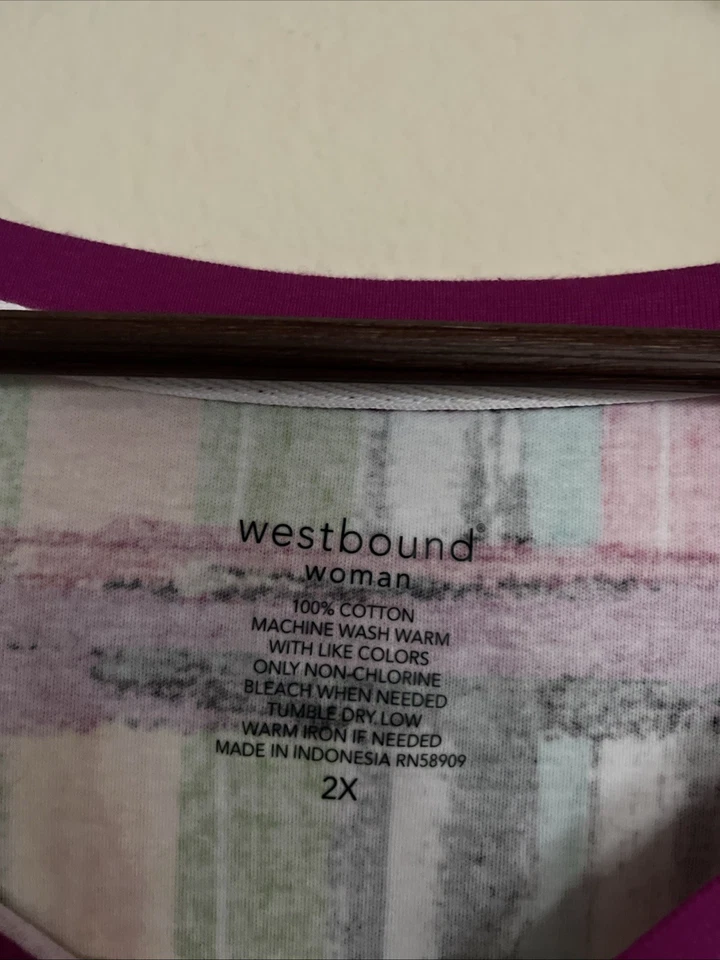 Westbound Women's 100% Cotton 3/4 Sleeve Boat Neck Top Shirt SZ 2X - Image 2 of 4