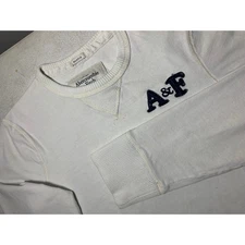 VTG Abercrombie & Fitch Mens Medium Muscle Long Sleeve Crew Neck White A&F Logo