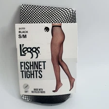 Leggs Fishnet Tights Pantyhose Black S/M ~ Soft & Sexy 21777 Halloween NEW
