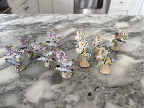 Porzellan Vögel gemarkt Germany Tisch Tisch Tisch Name Karten Halter 10er Set Vintage