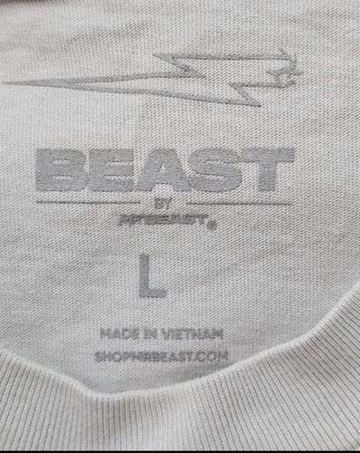 Beast By Mr.Beast Lightning Grey Tropic SS Tee 100% Cotton Shirt Size Large NWT - Picture 4 of 5