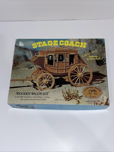 Vintage Allwood Brand Stage Coach Wooden Wagon Model Kit 1:16 Scale #5013 - Picture 1 of 11