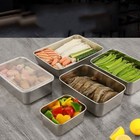 Premium Stainless Steel Lunch Box Set Square Plate with Leak Proof Lid