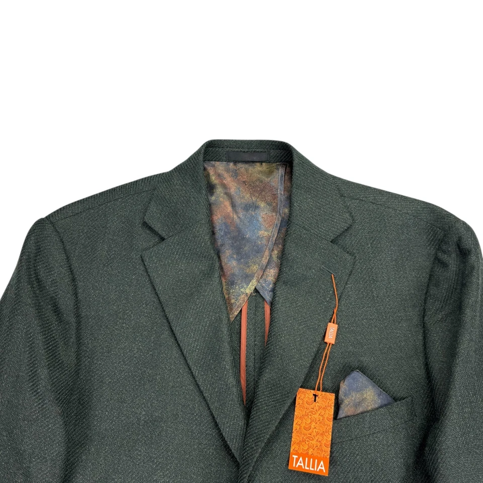 Abrigo deportivo Tallia para hombre ajustado mezcla de lana verde oliva 44L Foto 2 de 4