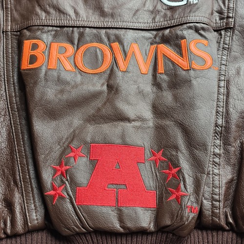 Giacca di pelle vintage Cleveland Browns G-III Carl Banks Quarterback Club nuova con etichette NFL - Foto 9 di 17