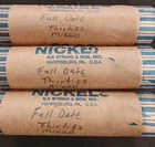 Buffalo Nickel Rolls With Full Date Coins. (3 Rolls All mixed Thirties dates)