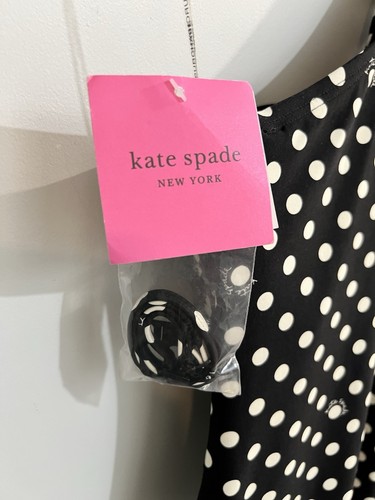 $148 Kate Spade NY Sz XS One-Shoulder/One-Piece Swimsuit Black White Polk-a-dot - Picture 15 of 21
