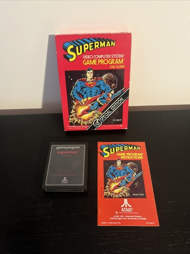Superman Atari 2600 Videospielkassette Originalverpackt Komplett - Kostenloser Versand