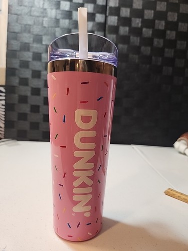 Dunkin Spring 2024 24oz Stainless Tumbler Pink Sprinkles NEW with Tag (Q6)