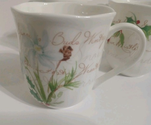 Lenox Winter Meadow 4er Set Weihnachten Urlaub Kaffee/Teetassen gewellter Rand - Bild 5 von 9