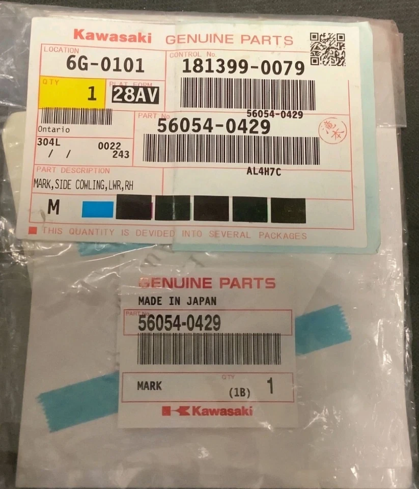 KAWASAKI ZX600  Ninja ZX-6R NINJA 2009 OEM DECAL | 56054-0429 N.O.S — 第 2/2 张图片