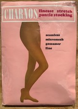 Vintage 1960s Charnos Finesse Stretch Pantie Stockings Micromesh Seamless Mint