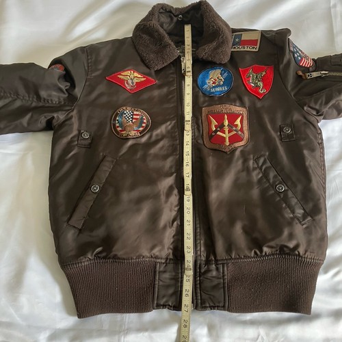 Top Gun B-15 Bomber Jacket With Patches Military Air Force Brown Medium Usaf - Picture 13 of 21