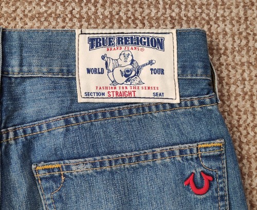 Pantalones de mezclilla rectos True Religion vintage y2k para hombre hechos en EE. UU. talla W30 - Imagen 8 de 12