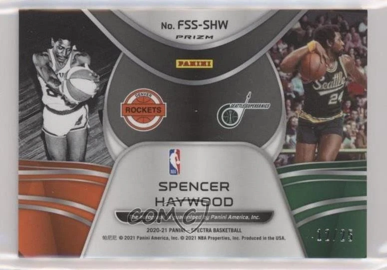 2020-21 Spectra Full Spectrum Signatures Meta Prizm /25 Spencer Haywood Auto HOF - Image 2 of 2