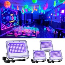 4 Pack 50W Blacklight Flood Lights Wired 120V IP66 Waterproof UV Led Black Li...