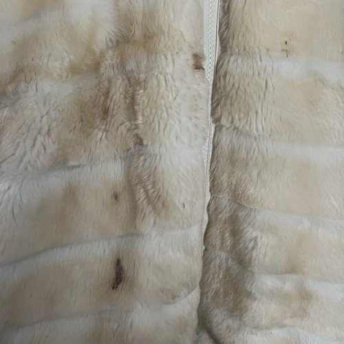 ABlanche Urban Faux Chinchilla Striped Cream Men’s Fur Hooded Bomber Jacket 3XL - Picture 5 of 7
