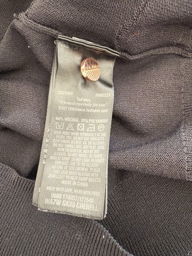 TED BAKER Sz 4 (AU 8) Black Elevated Cardigan Button & Scallop Accent - NEW - Picture 5 of 7