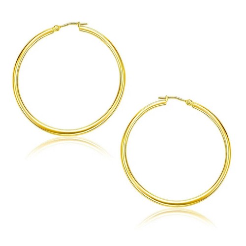 10k Yellow Gold Polished Hoop Earrings (1.5x30mm) - Bild 1 von 5
