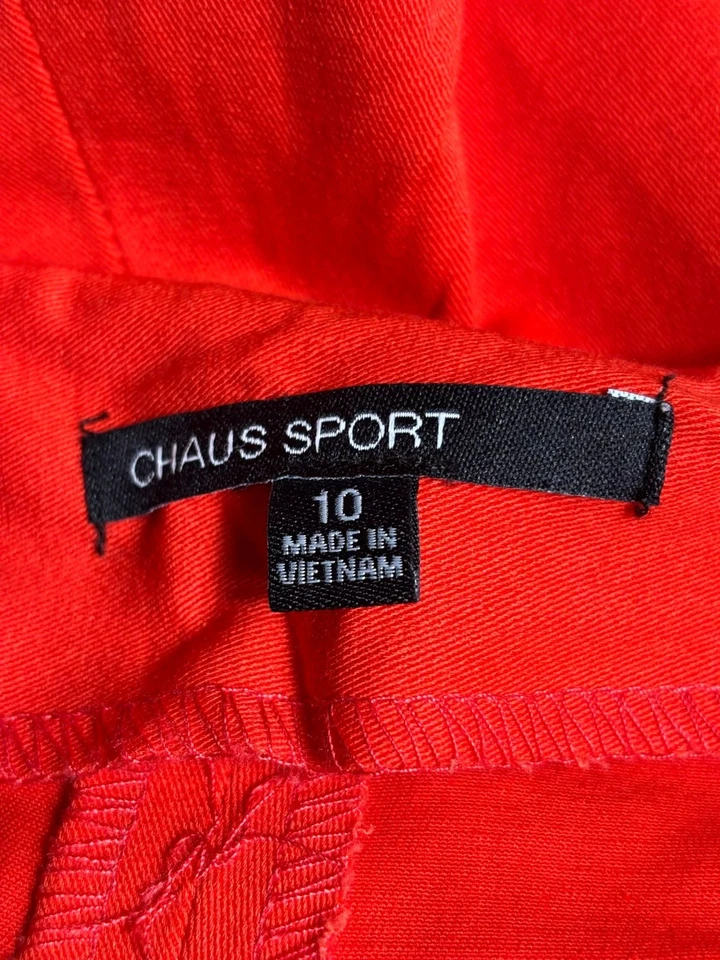 Pantalones deportivos al tobillo Chaus pierna recta para mujer talla 10 naranja ráfaga tiro alto NUEVO Foto 3 de 4