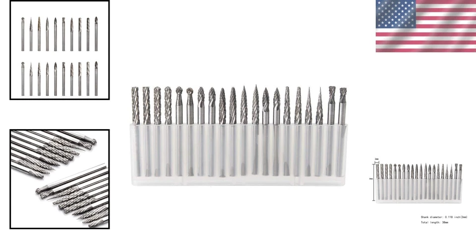 Durable 20pcs Carbide Burr Set - 0.118” Shank Files for Enhanced Craftsmanship - Image 2 of 4
