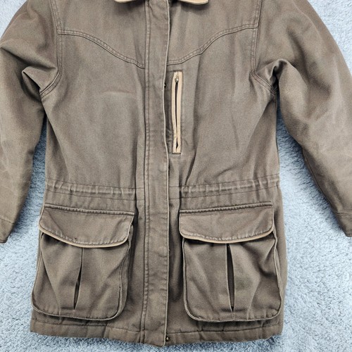 Cabelas for Women Canvas Chore Barn Coat Jacket Size S Brown Aztec Fleece Lined - Picture 3 of 13