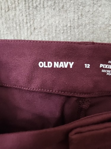 Old Navy High Rise Pixie Flare Pants Womens 12 Burgundy Stretch NEW - Picture 9 of 12