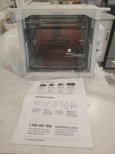 Ronco Compact SHOWTIME PLUS + Rotisserie & BBQ Oven White Model 3000T New