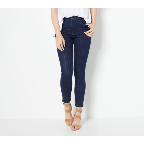 LAURIE FELT NEW $89 Metallic Pin-Stripe Ankle Jean Dark Wash Size 18WP