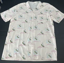 Men's Peanuts Worldwide LLC Snoopy Surfing the waves button front shirt size L