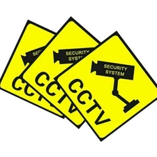 3Pcs Home CCTV Surveillance Yellow Security Camera Sticker Warning Decal Signs