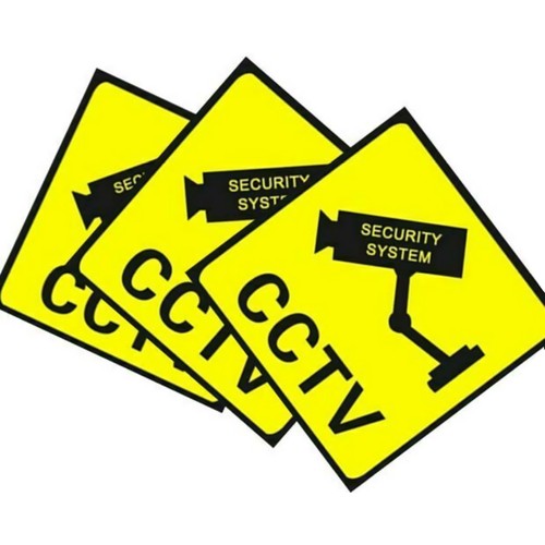 3Pcs Home CCTV Surveillance Yellow Security Camera Sticker Warning Decal Signs - Picture 1 of 8