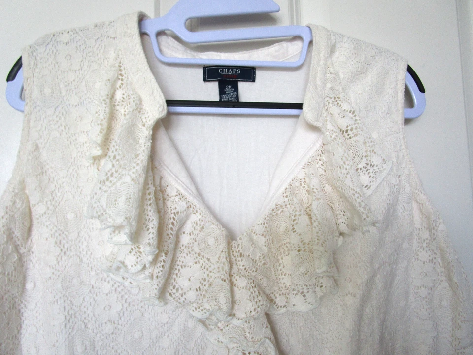 Chaps женщин кружева оборки спереди пуловер Майка праздничное платье повседневный плюс 2 X - Изображение 2 из 4